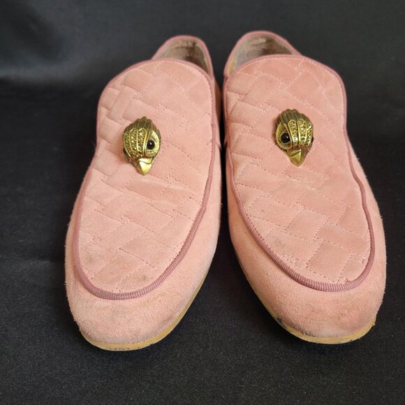 KURT GEIGER LONDON Men Hugh Eagle Head Pink Suede Loafers Quilted Size 43 US 10 - Picture 4 of 9